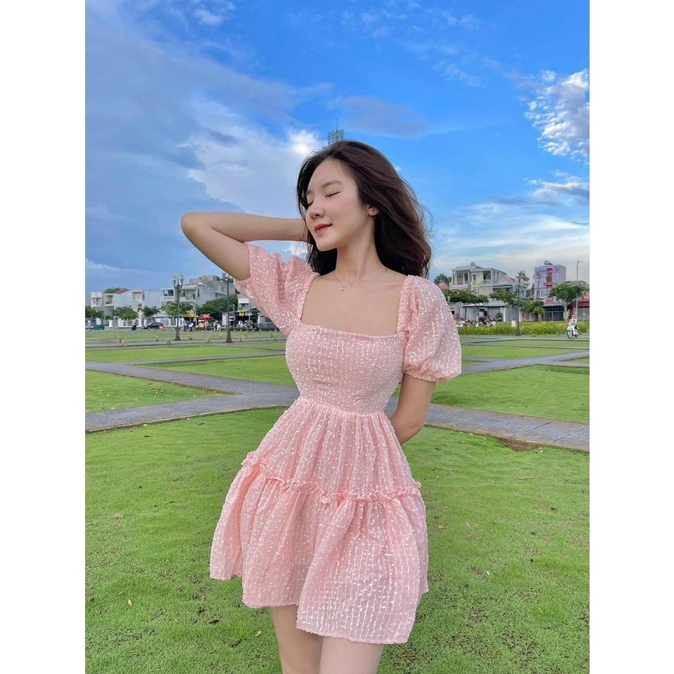 Đầm xốp xoè tiểu thư hở lưng siêu xinh