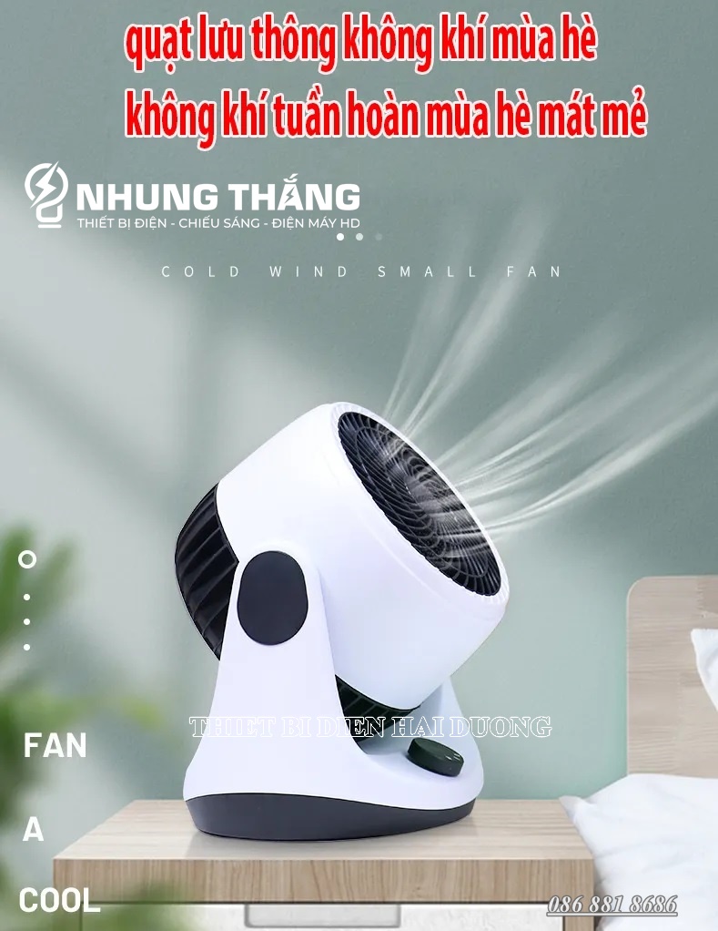 Quạt Để Bàn Mini Cao Cấp QB-F9 - Điều Hoà Tuần Hoàn Lưu Thông Khí - 3 Tốc Độ Gió - Xoay 280 Độ - CÓ VIDEO