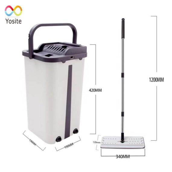 Bộ Cây Lau Nhà 360độ Bàn Chổi Phẳng Dẹt Kèm Thùng Vắt 2 Ngăn Tiện Lợi