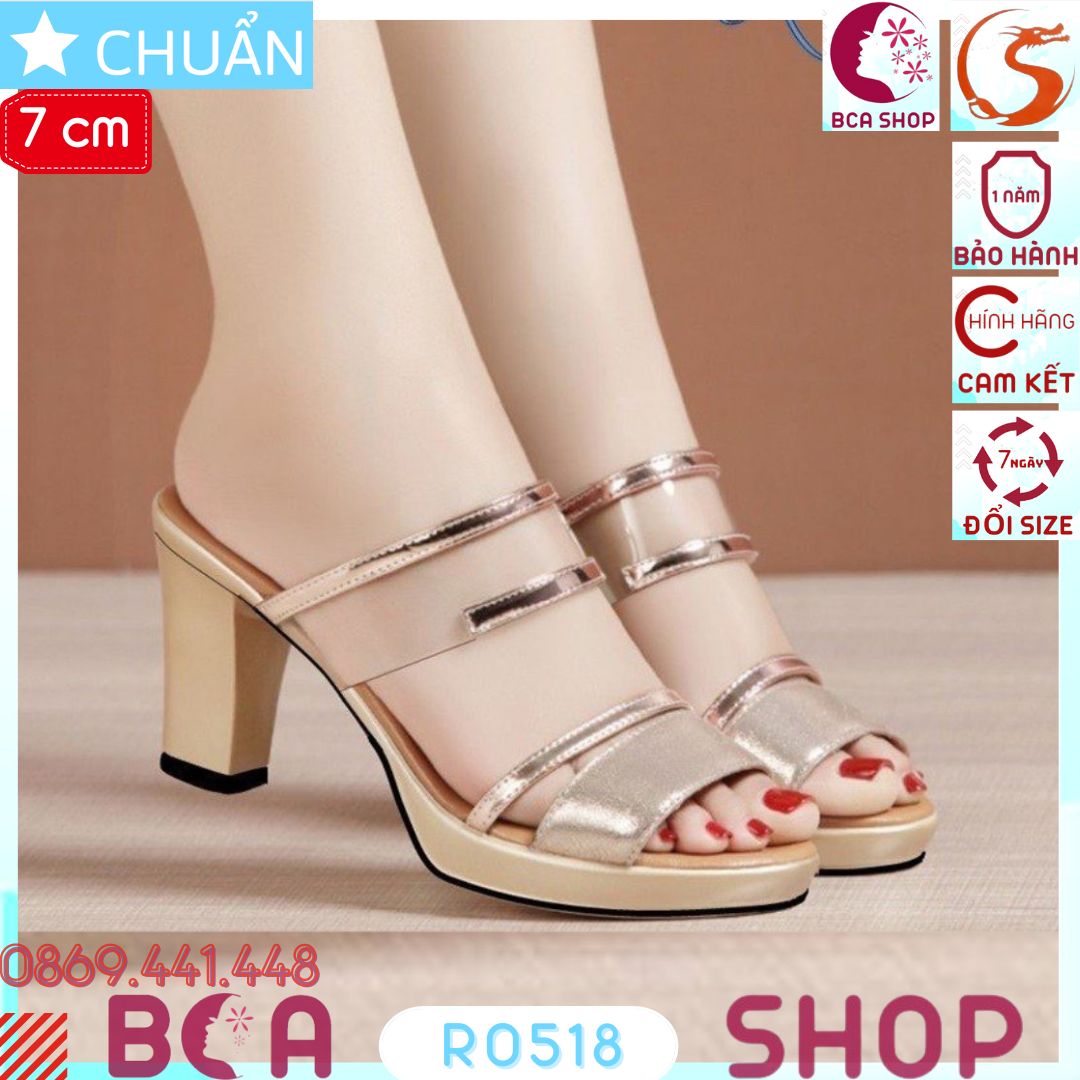 Giày cao gót nữ 7p RO518 ROSATA tại BCASHOP hở mũi, hở gót, quai ngang cực sành điệu và sang trọng - màu vàng