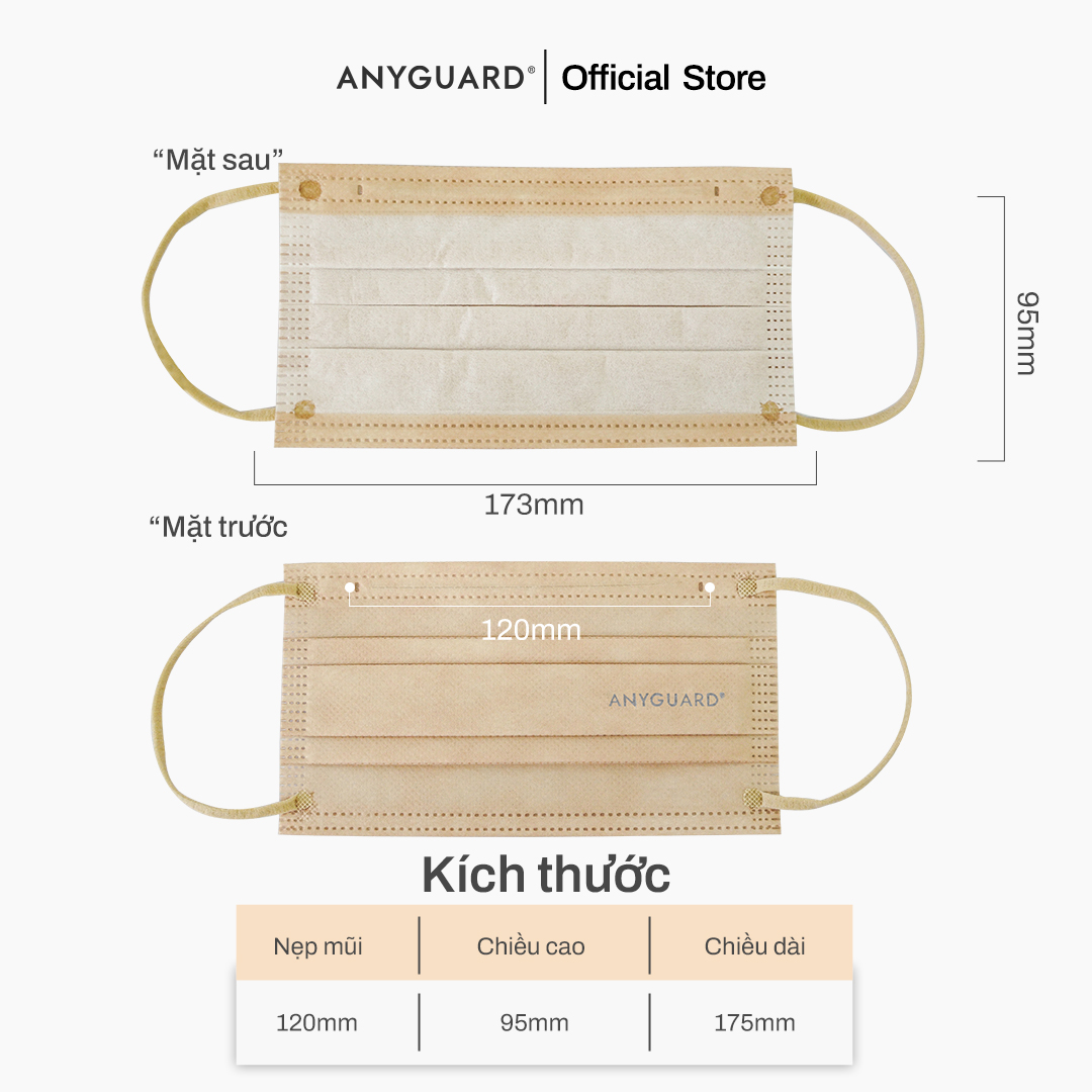 Hộp Khẩu Trang Y Tế ANYGUARD SENSE MAKE UP BASE Lọc 99% Vi Khuẩn, Màu Sắc Trendy, An Toàn Da Nhạy Cảm Dành Cho Người Lớn
