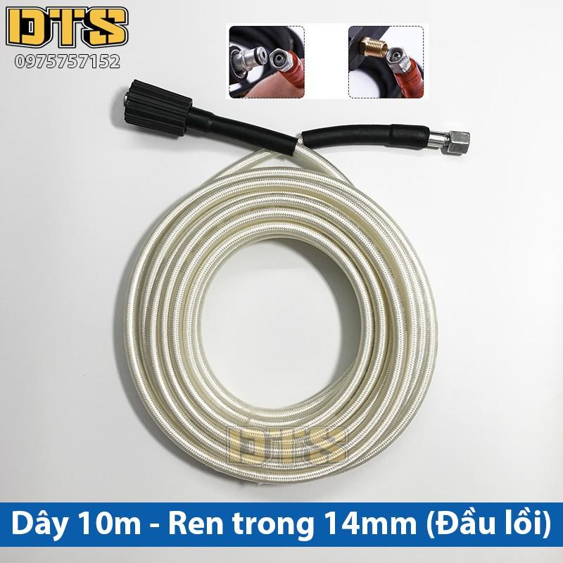 10m Dây rửa xe cao áp cho máy xịt rửa áp lực - Ren trong 14mm_Đầu lồi