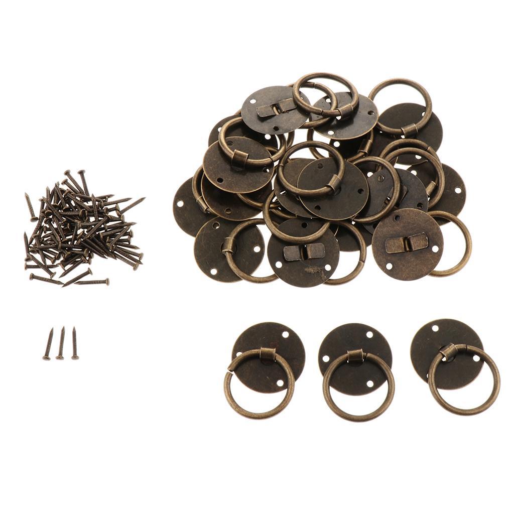 20Pcs Antique Pull Handle Knobs Cupboard Drawer Pull  Brass Material