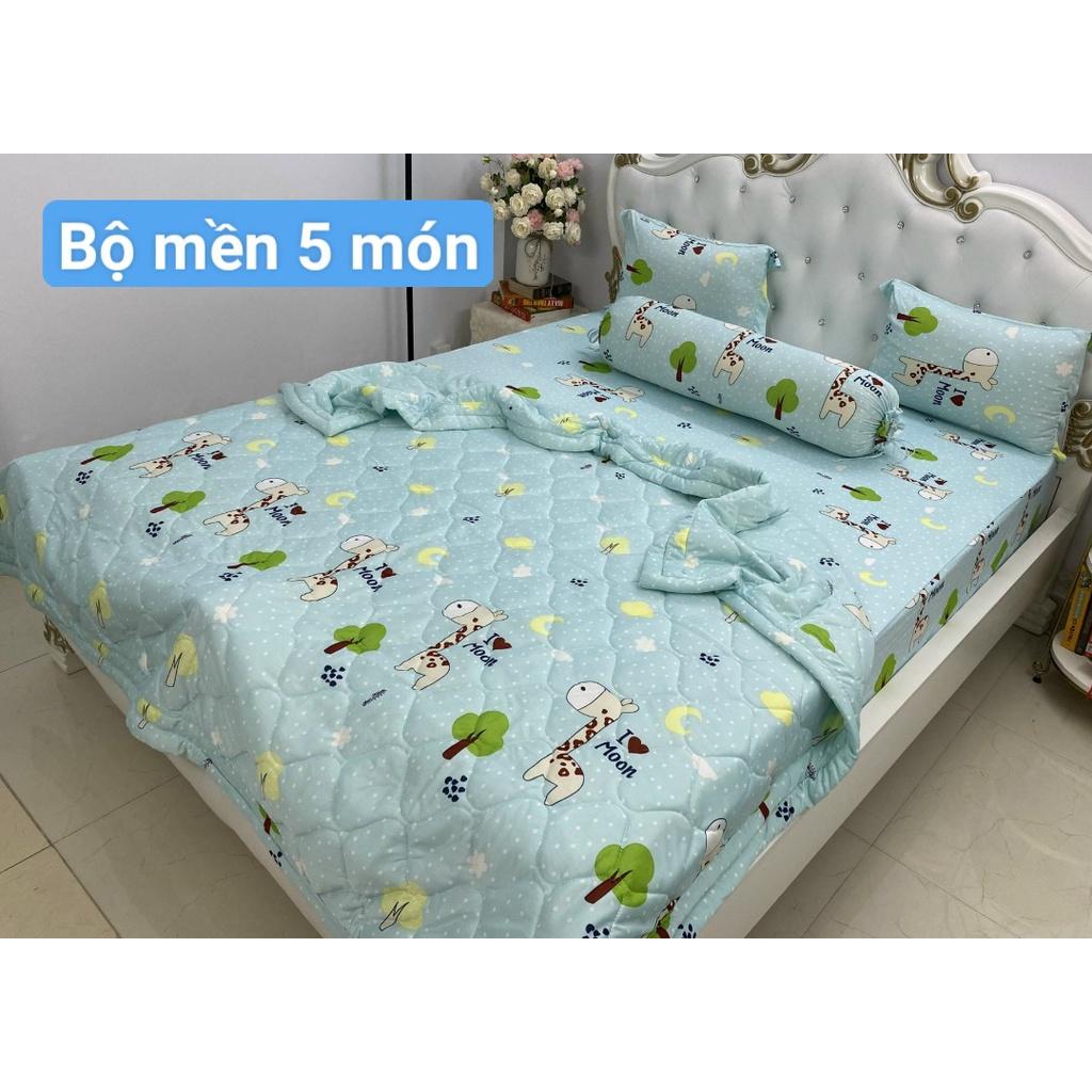 Bộ drap KÈM MỀN thun lạnh Hàn Quốc 5 món