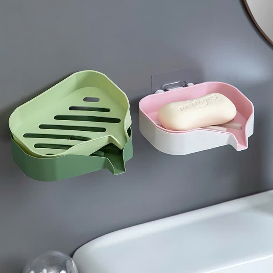 Giá Đỡ Xà Phòng Mút Rửa Chén Hai Tầng Gắn Tường Không Đục Lỗ, Sáng Tạo Cho Nhà Tắm - HÀNG CHÍNH HÃNG MINIIN