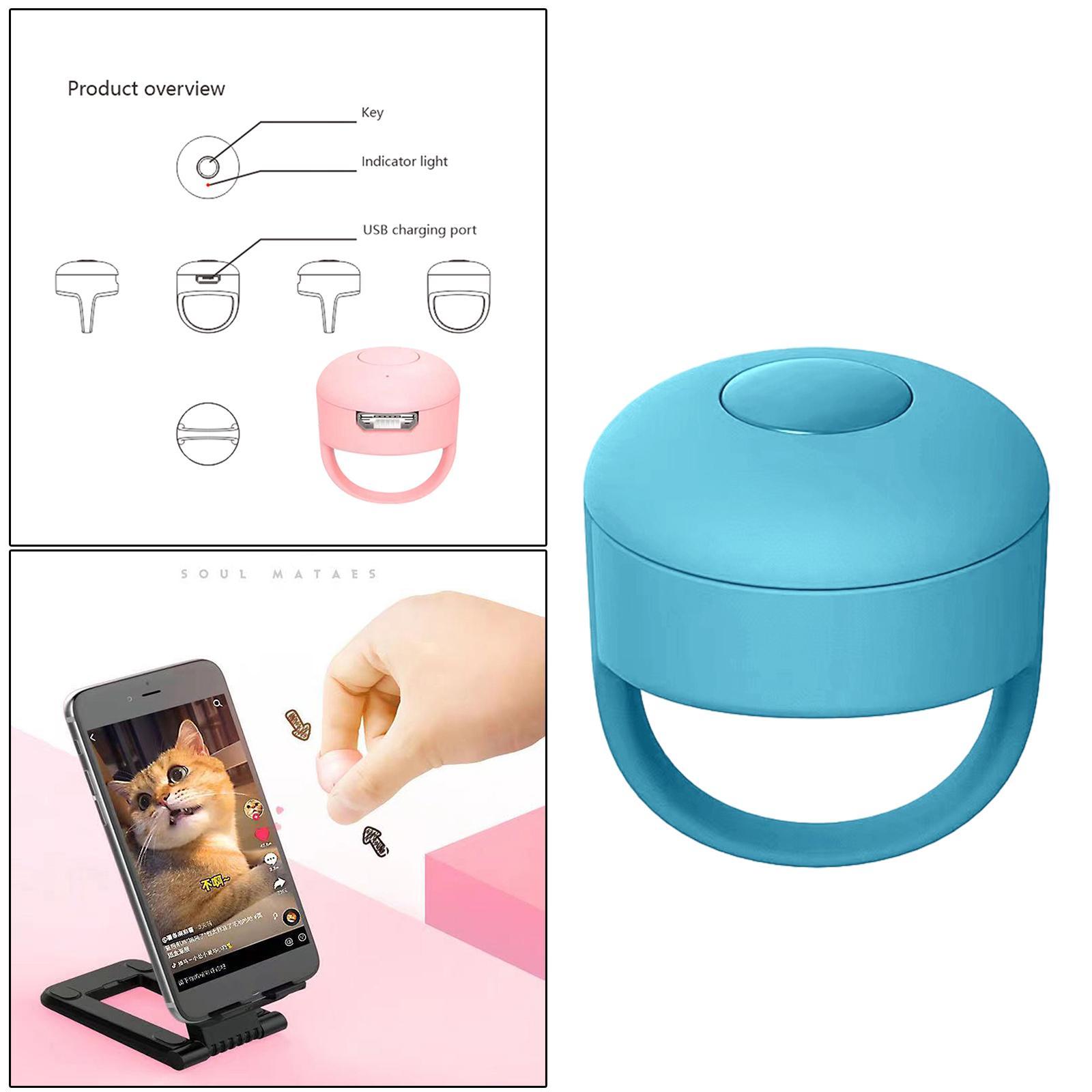 Bluetooth Fingertip Video Controller Page Turner Blue