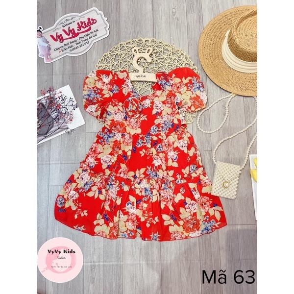 Đầm bé gái, váy bé gái hoa cột nơ lưng thời trang VyVy Kids Fashion