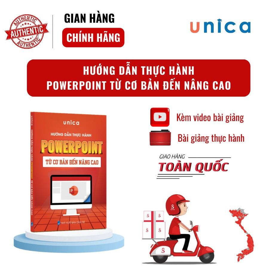 Combo 2 sách Word - Powerpoint Tin học văn phòng Unica, Hướng dẫn thực hành từ cơ bản đến nâng cao, in màu chi tiết, TẶNG video bài giảng