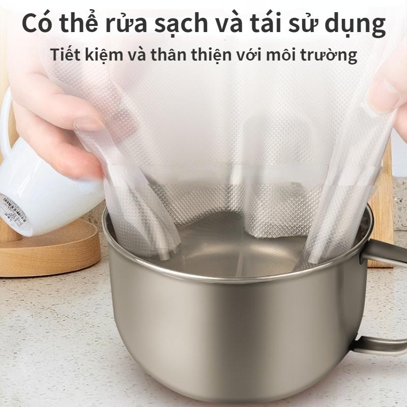 Túi Hút Chân Không Đựng Thực Phẩm Một Mặt Nhám Dạng Cuộn, Cuộn Túi Ép Chân Không Dài 500cm Full Size