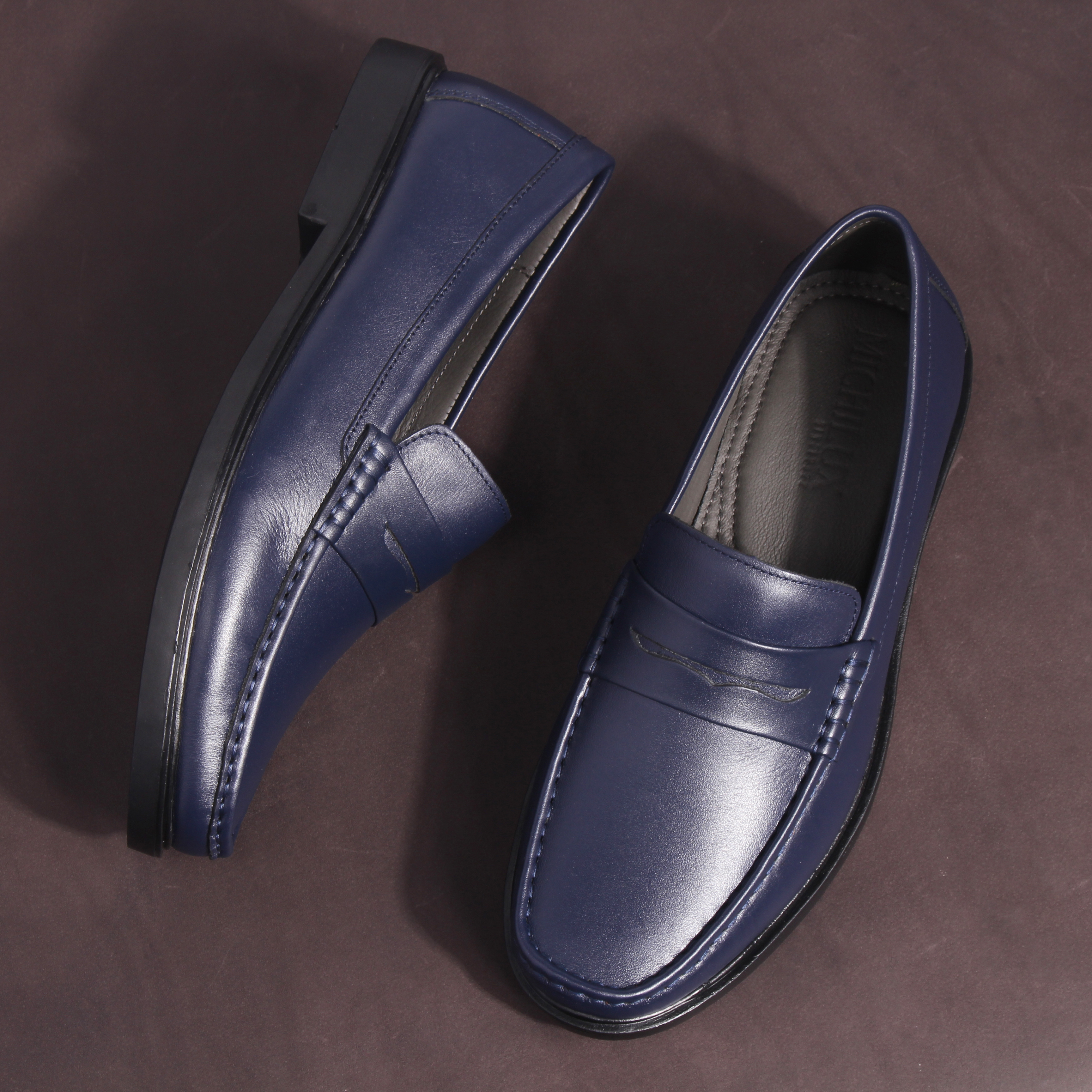 Giày MICHILUX Da Bò Thật Chính Hãng Penny Loafer CIEPL Màu Xanh Navy