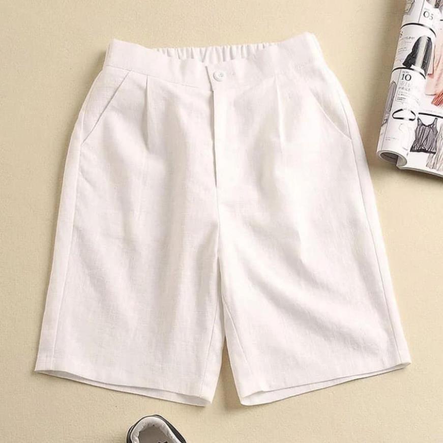 Quần short nữ cạp khóa chất đũi siêu mát quần sooc đũi khuy trước chun sau thời trang Banamo Fashion 622