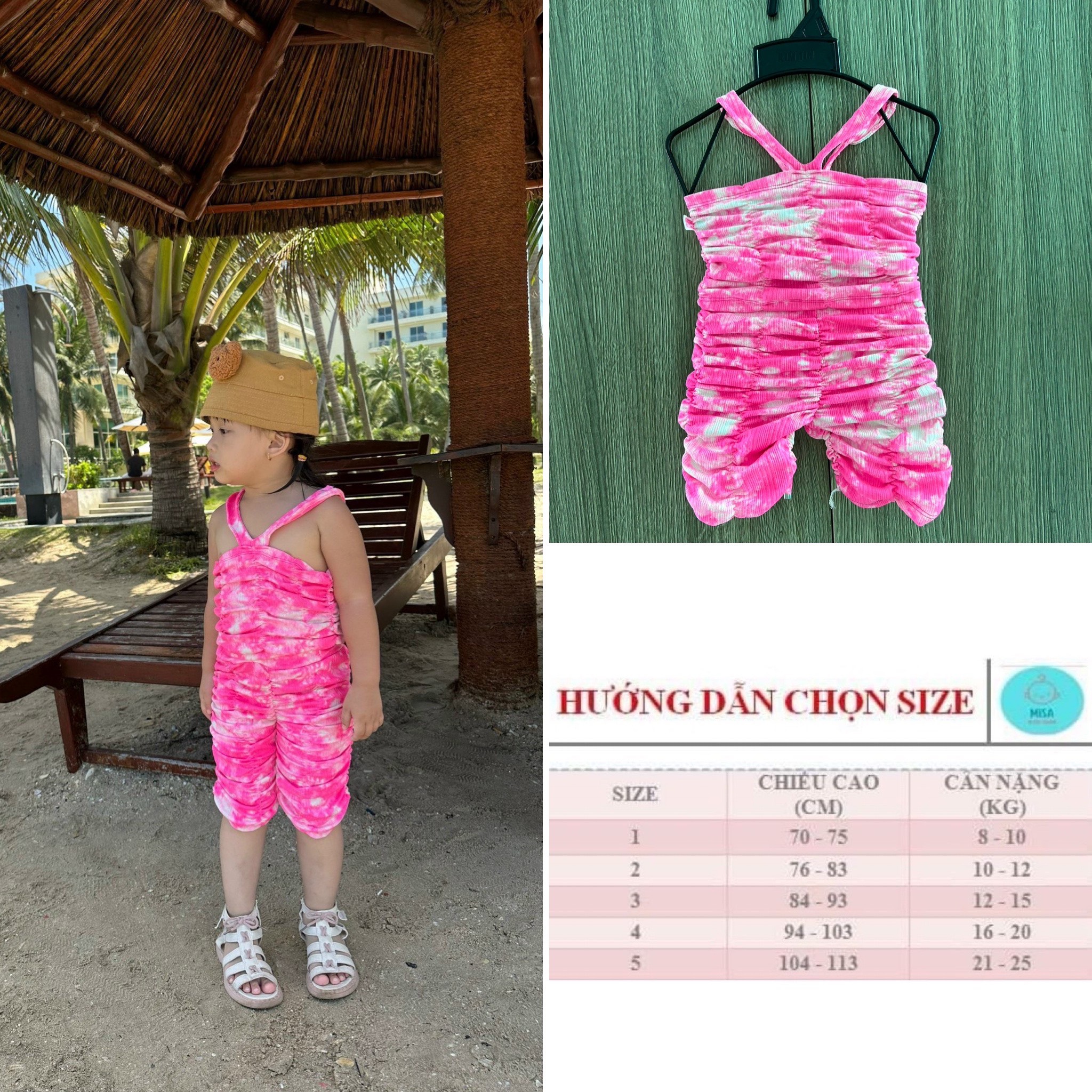 Bộ đồ bé gái  quần lửng, áo dây vải coton 4D, thun co dãn