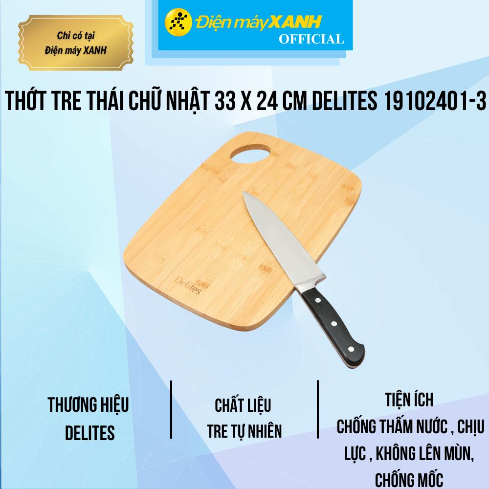 Thớt tre thái chữ nhật 33 x 24 cm Delites 19102401-3 - Hàng Chính Hãng