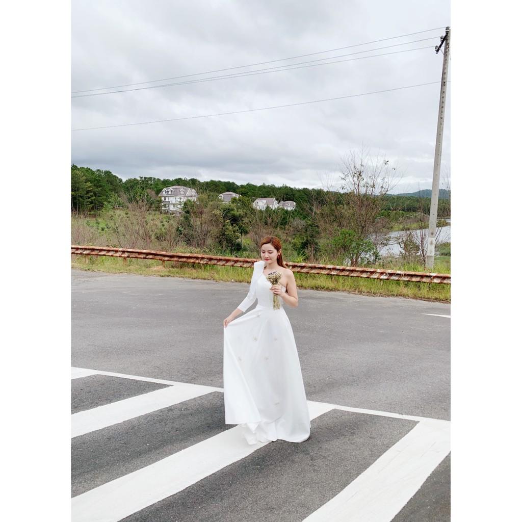Đầm maxi lệch vai phi đính sao biển sang trọng