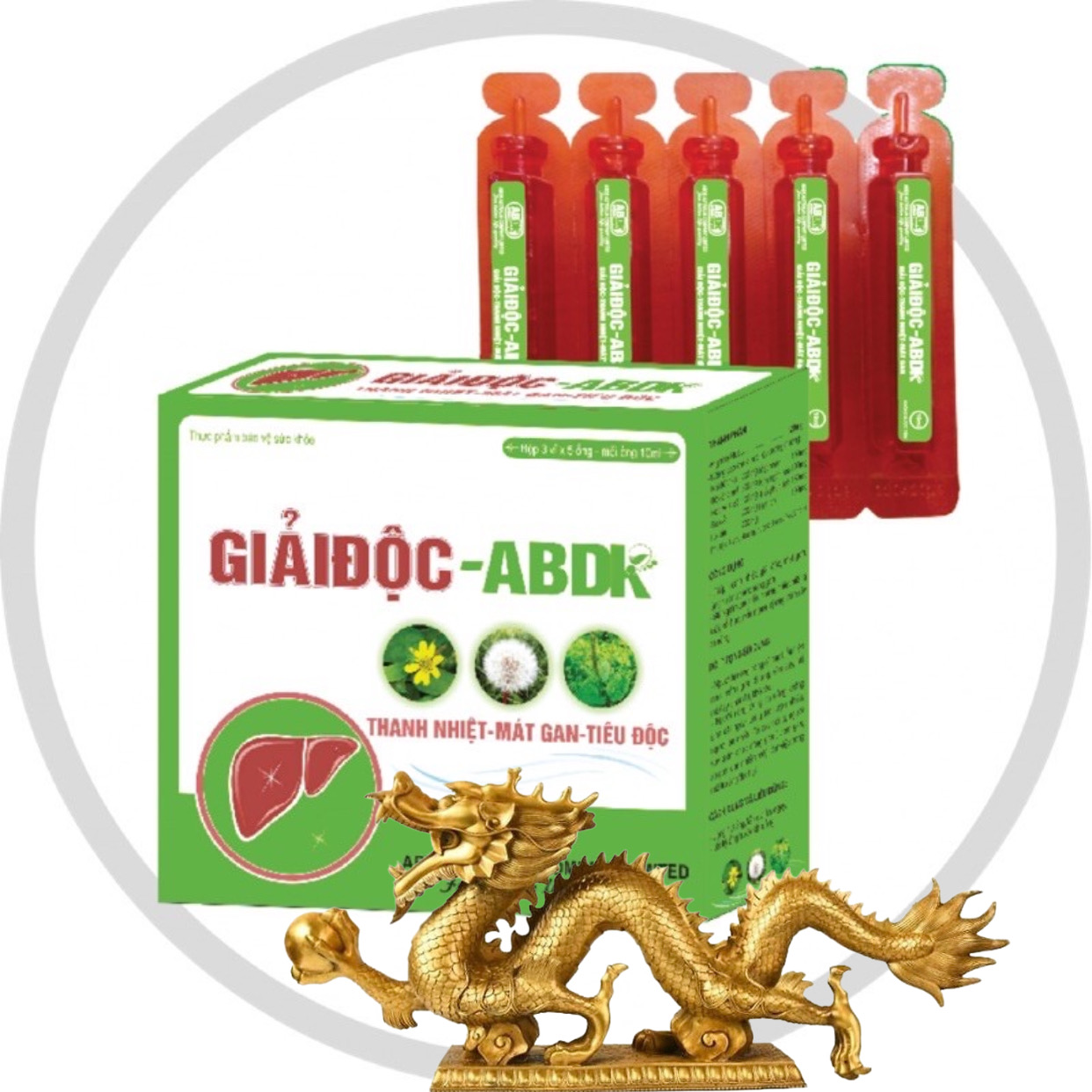 ￼ỐNG UỐNG GIẢI ĐỘC GAN  ABDK - Hộp 15 ống - Giúp thanh nhiệt, giải độc gan, mát gan, tăng cường chức năng. Lisse