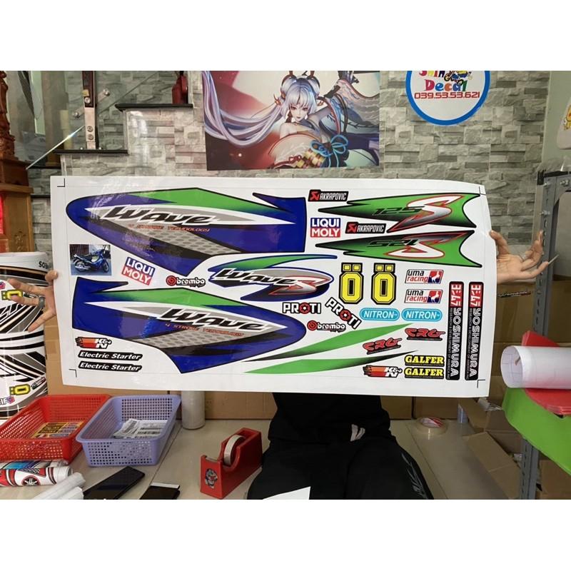 Tem rời dành cho xe Wave S 125 xanh đen