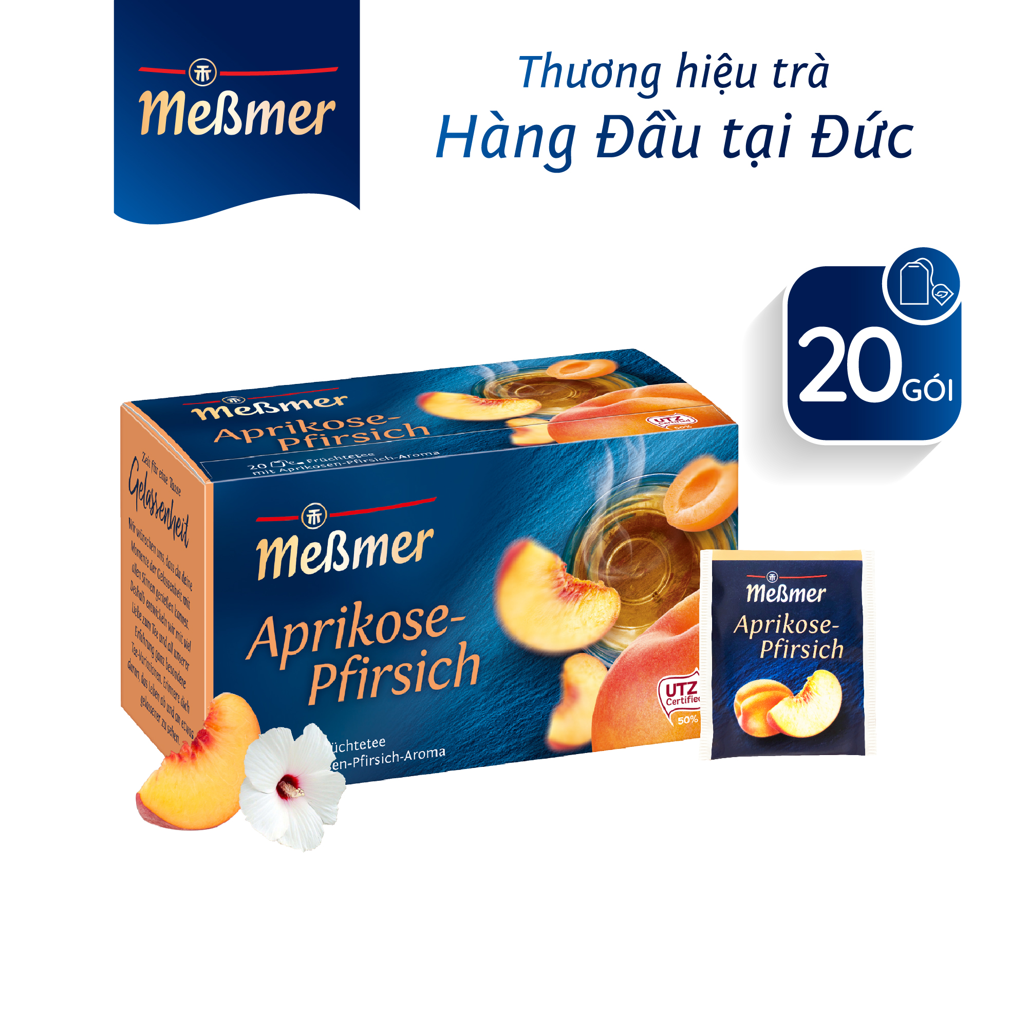 Trà Túi Lọc Messmer Mơ Đào/ Apricot Peach Hộp 20 Gói - Trà Messmer Nhập Khẩu Từ Đức