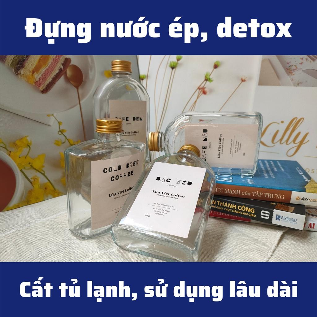 Chai Thủy Tinh đựng nước ép Detox giảm cân nắp nhôm 250ml nắp nhựa quà tặng chịu nhiệt Chưa Kèm Nhãn Dán