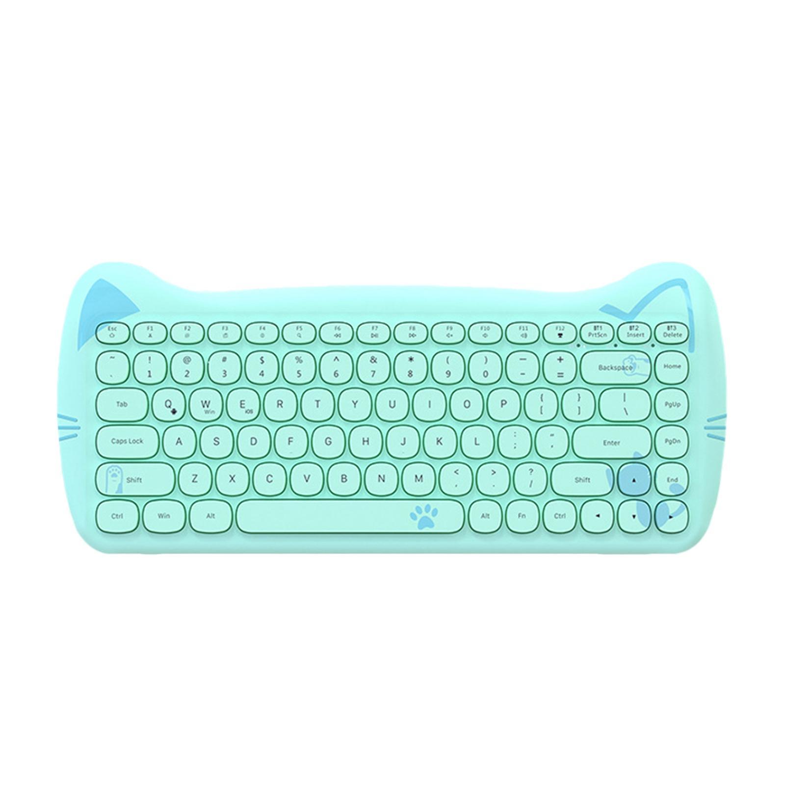 Cute 2.4G Wireless Keyboard 84-Key Desktop Bluetooth/Wired Gaming Keypad for Android Windows