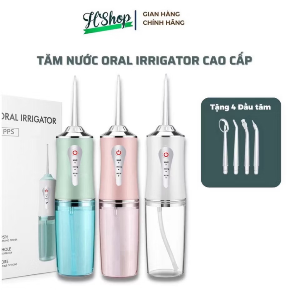 [HÀNG LOẠI 1 XỊN] Tăm Nước Oral Irrigator Nội Địa Máy Tăm Nước Cầm Tay Vệ Sinh Răng 4 Đầu Tăm Bình Chứa 220ML Tăm Nước Mini