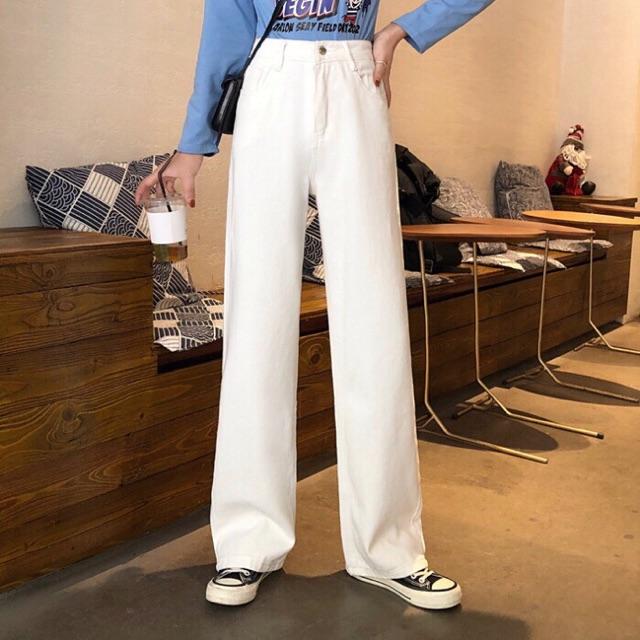 Quần Jeans ống rộng dáng dài gấp lai- hình thật chính chủ