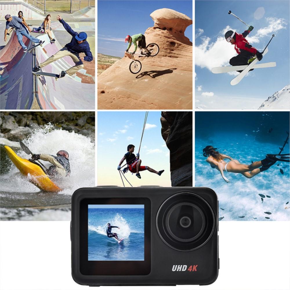 Camera hành động 4K 60FPS 20MP Chống nước 5-40M EIS WiFi Chống rung Camera thể thao Video dưới nước Màn hình cảm ứng LCD Mũ bảo hiểm màn hình kép DVR
