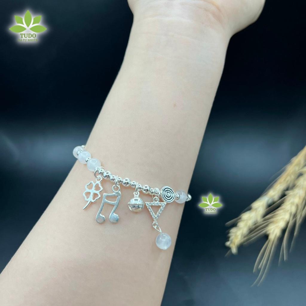 Vòng Phong Thủy Mệnh Thủy, Kim TUDO VCBMOON AG925 Charm Nốt Nhạc, Cỏ 4 Lá May Mắn, Tam Giác B43K700