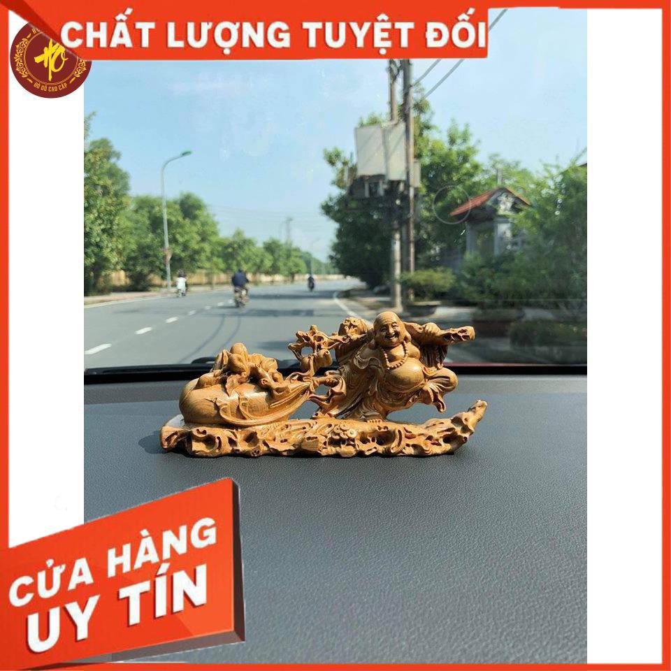 Tượng di lạc kéo bao tiền làm bằng gỗ -Tặng vòng gỗ đeo tay (để trên bàn làm việc với trên taplo ôtô )