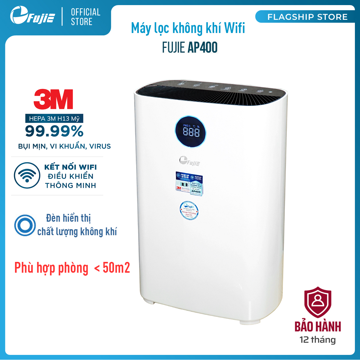 Máy Lọc Không Khí Thông Minh Kết Nối Wifi FujiE AP400 (28 - 48 m2) - Hàng Chính Hãng