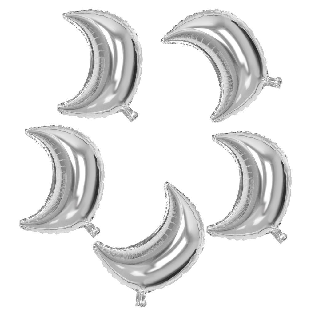 5 Pieces Mylar Moon Balloon Foil Air Balloon for Wedding Baby Shower Silver