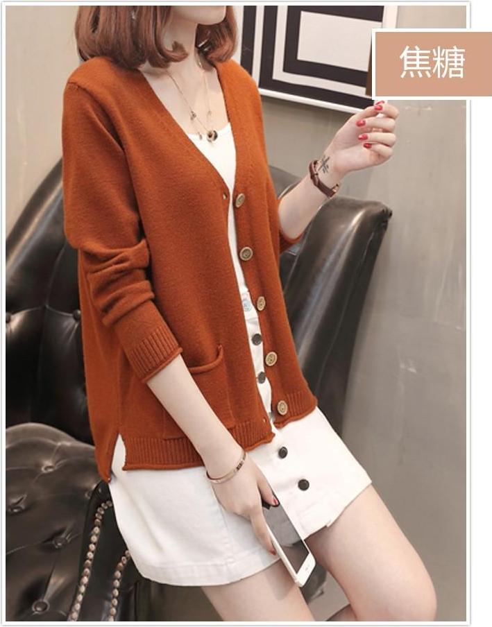 Hình ảnh áo len nữ đẹp, áo len nữ 2 túi dáng cardigan