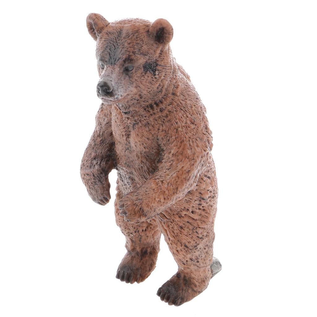 Realistic Standing Brown Bear Wild Animal Model Action Figure Kids Toy Gift