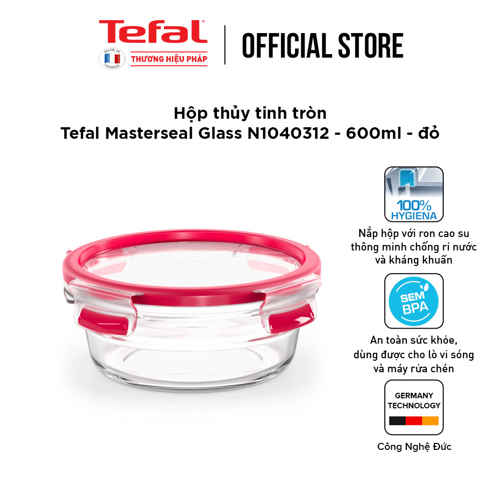 Hộp bảo quản thực phẩm thủy tinh Tefal Masterseal Glass 600ml - Hàng chính hãng