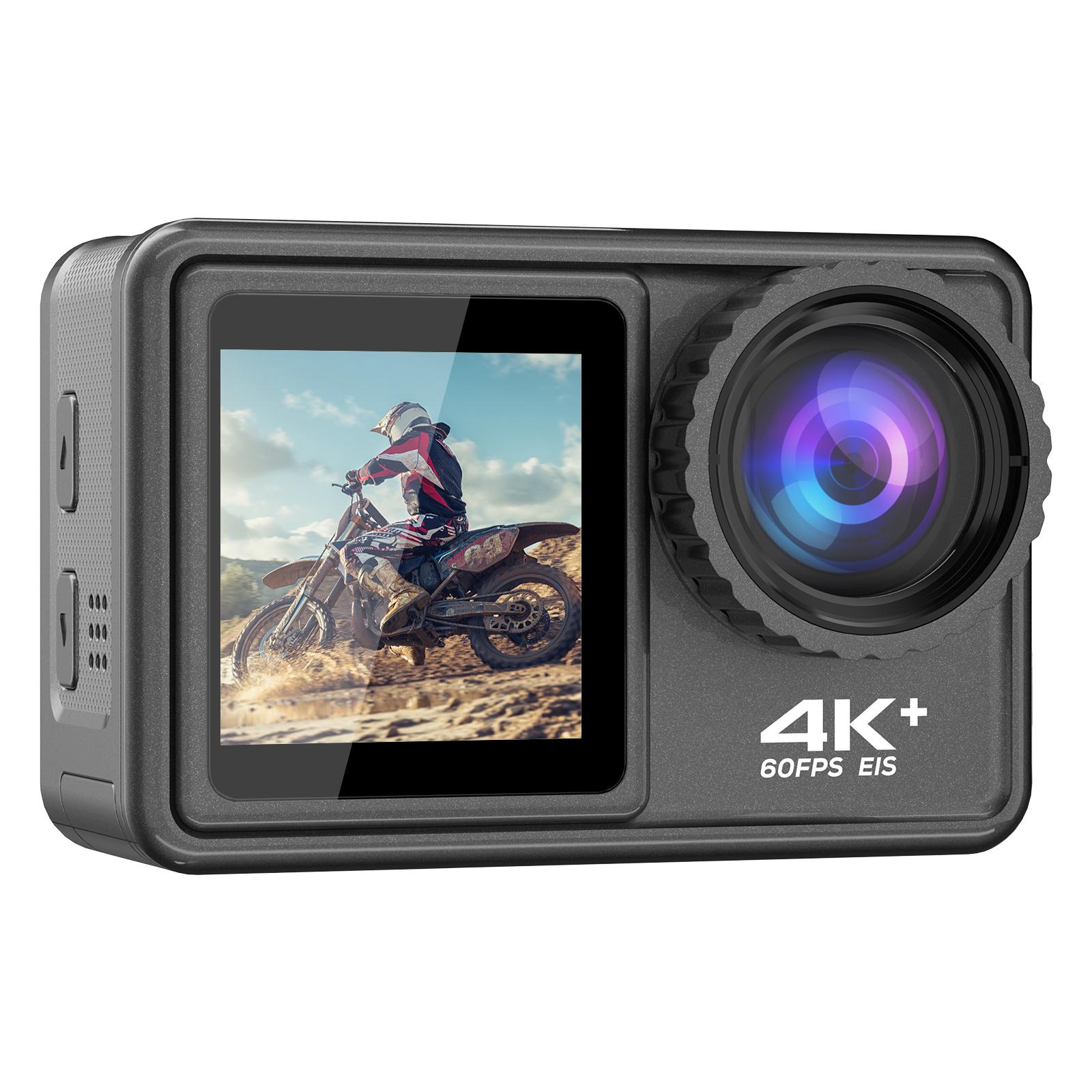 Camera hành động với ống kính bộ lọc màn hình kép 2.0 inch LCD EIS 4K 60FPS 20M WiFi Video ghi 40m thể thao chống thấm nước cam