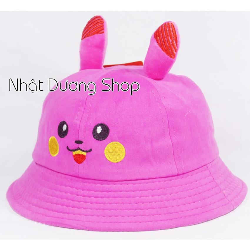 Mũ rộng vành trẻ em hình Pikachu dễ thương - Đỏ, Kem, Hồng chất liệu vải nhung cao cấp rất đẹp cho bé
