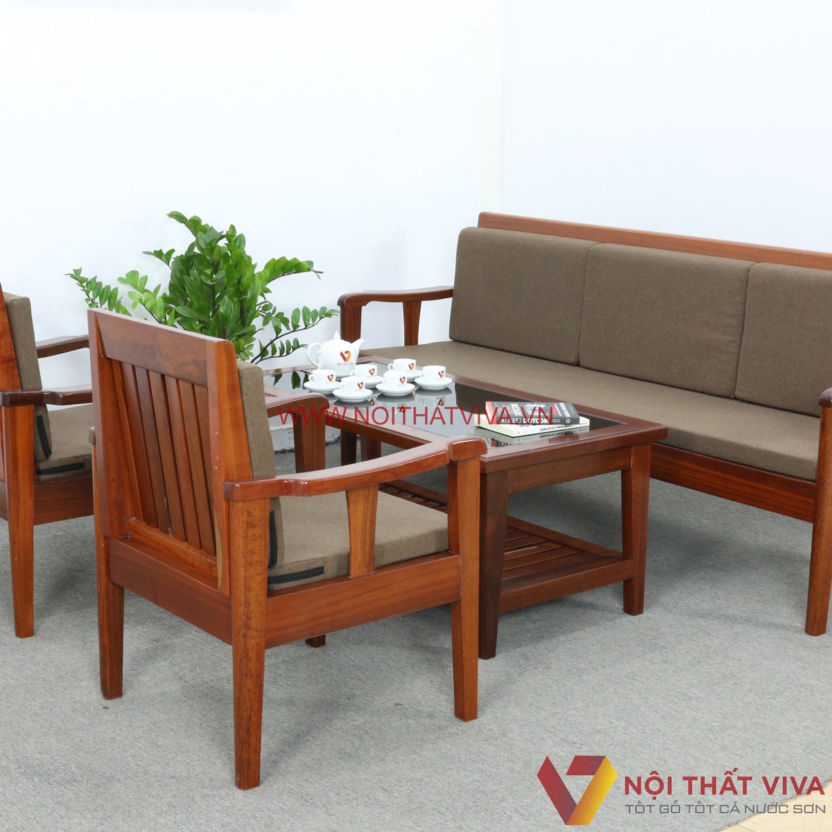 Bộ Bàn Ghế Sofa Gỗ Căm Xe Kiểu Truyền Thống Có Nệm Đẹp Giá Tốt
