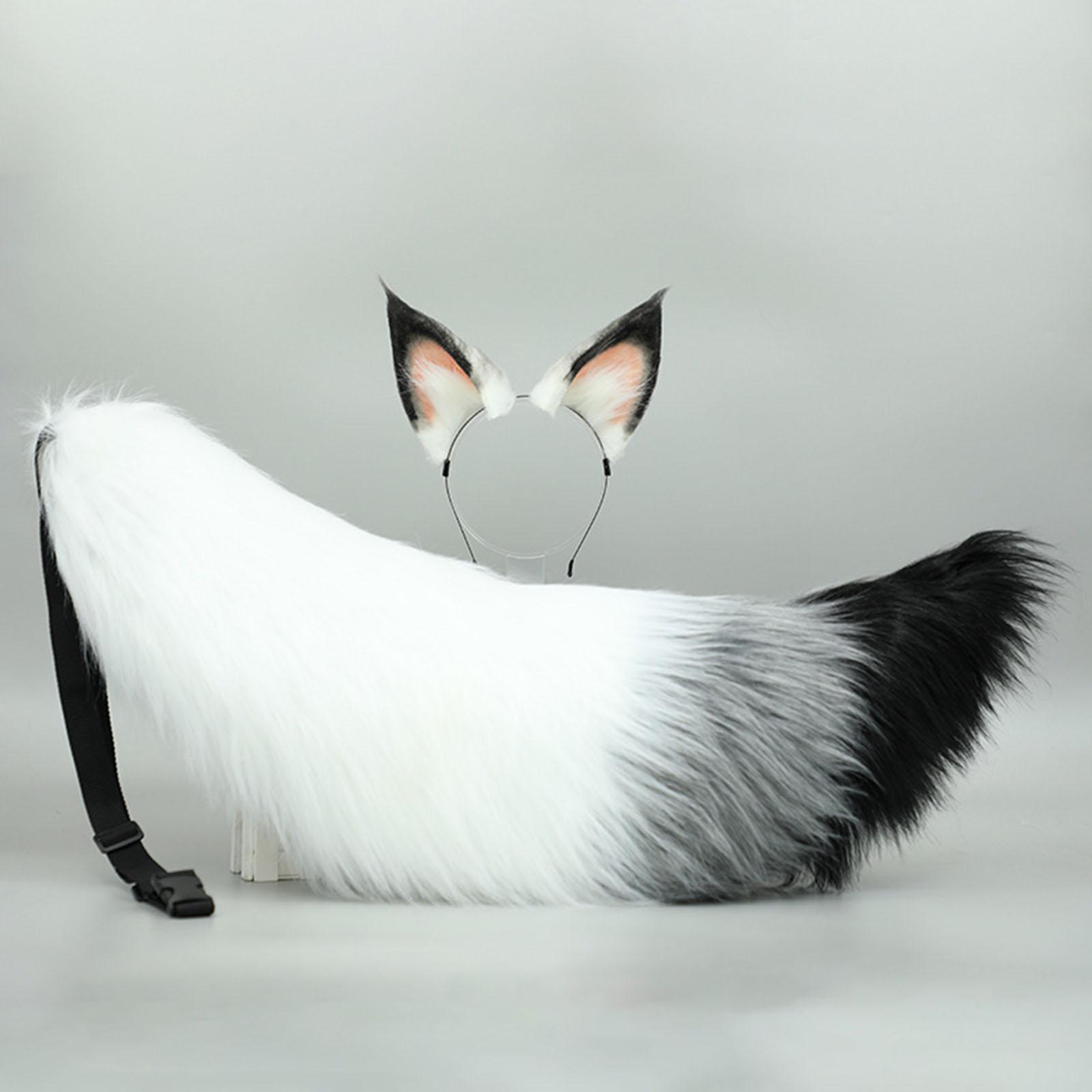 2x Plush Fox Ears and Tail Set Kids Adult Headband Cosplay Fancy Dress