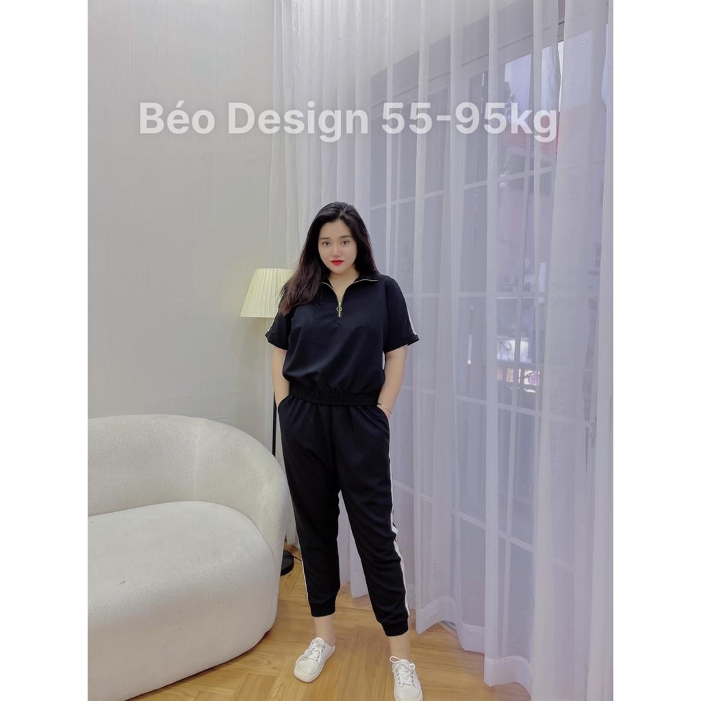Bộ thể thao kéo khóa đen bigsize
