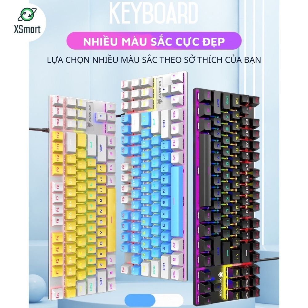 Hình ảnh Bàn Phím Cơ Gaming XSmart K80 LED RGB 20 Chế Độ Nháy Cực Đẹp, Phím CƠ Gõ Siêu Đã, Thiết Kế Nhỏ Gọn Dùng Cho Máy Tính, Laptop - Hàng Chính Hãng