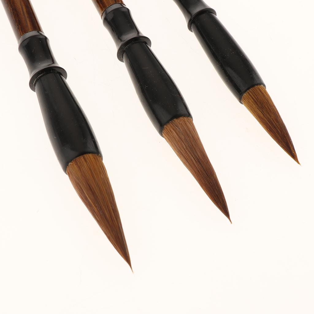 3 Cái/bộ 3 Kích Cỡ Retro Chữ Thư Pháp Trung Quốc Bàn Chải Viết Chữ Viết Tay Lông Sói Màu Nước Mực Tranh Bút