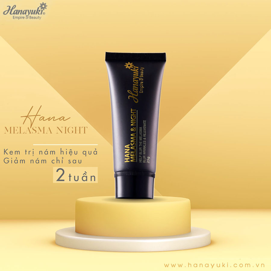 Kem Ngừa Nám - Tàn Nhang - Đồi Mồi - Giảm Thâm - Dưỡng Trắng Da Mặt Ban Đêm Hanayuki Hana Melasma & Night 25g Hanayuki Chính Hãng
