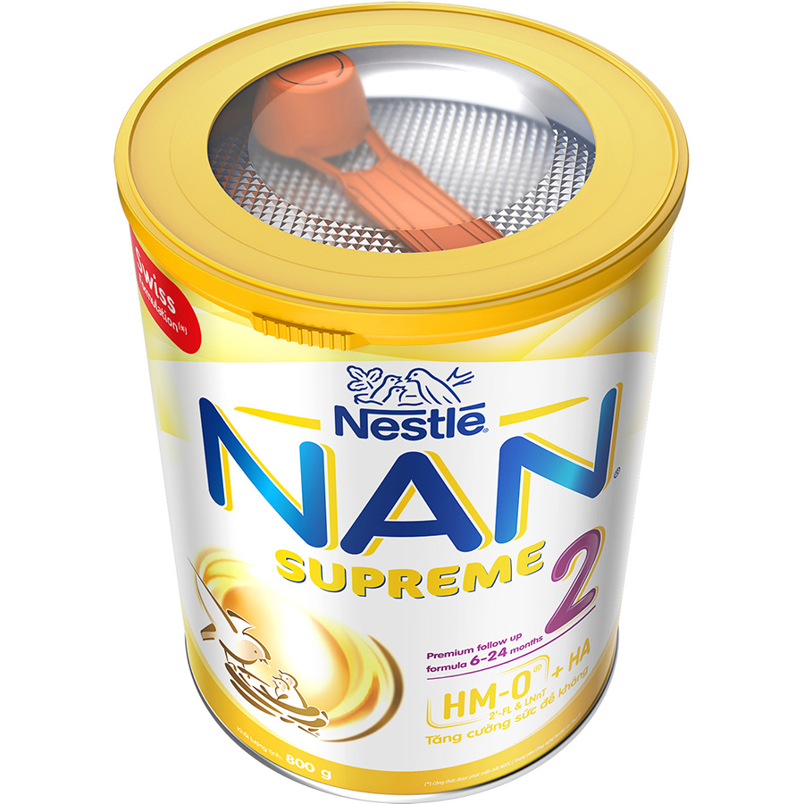 Sản phẩm dinh dưỡng công thức Nestlé NAN SUPREME 2 lon 800g (CÔNG THỨC BỔ SUNG 2HM-O)