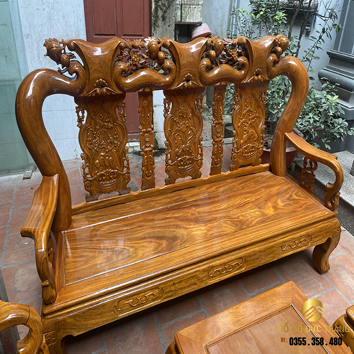 Bàn ghế minh quốc đào gỗ lim xanh nam phi tay 10 phù hợp nhà nhỏ gọn