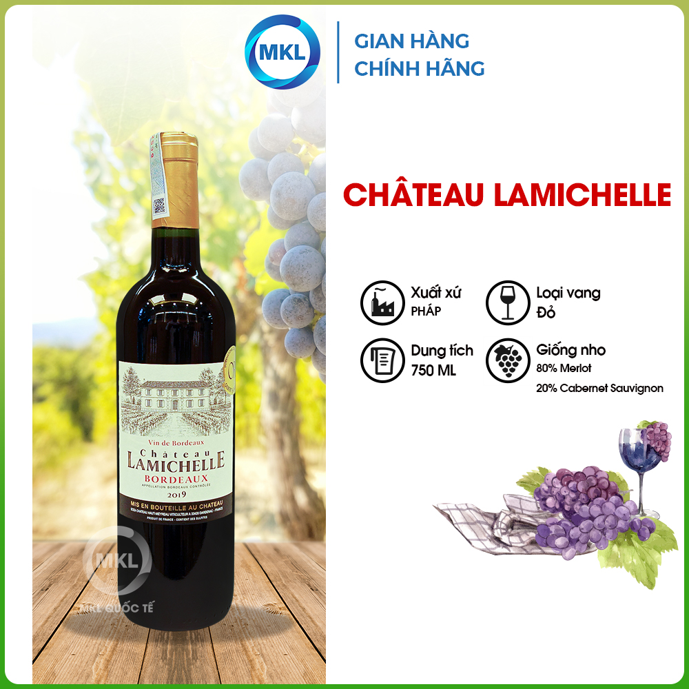 Rượu Vang Đỏ  Pháp Château Lamichelle AOP Bordeaux 750ml 14% Pháp - Chính Hãng