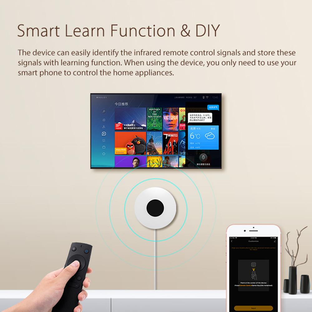 WiFi IR Remote IR Control Hub Wi-Fi Enabled Infrared Universal Remote Controller For Air Conditioner TV Using Tuya Smart Life APP Compatible with Alexa Google Home Voice Control