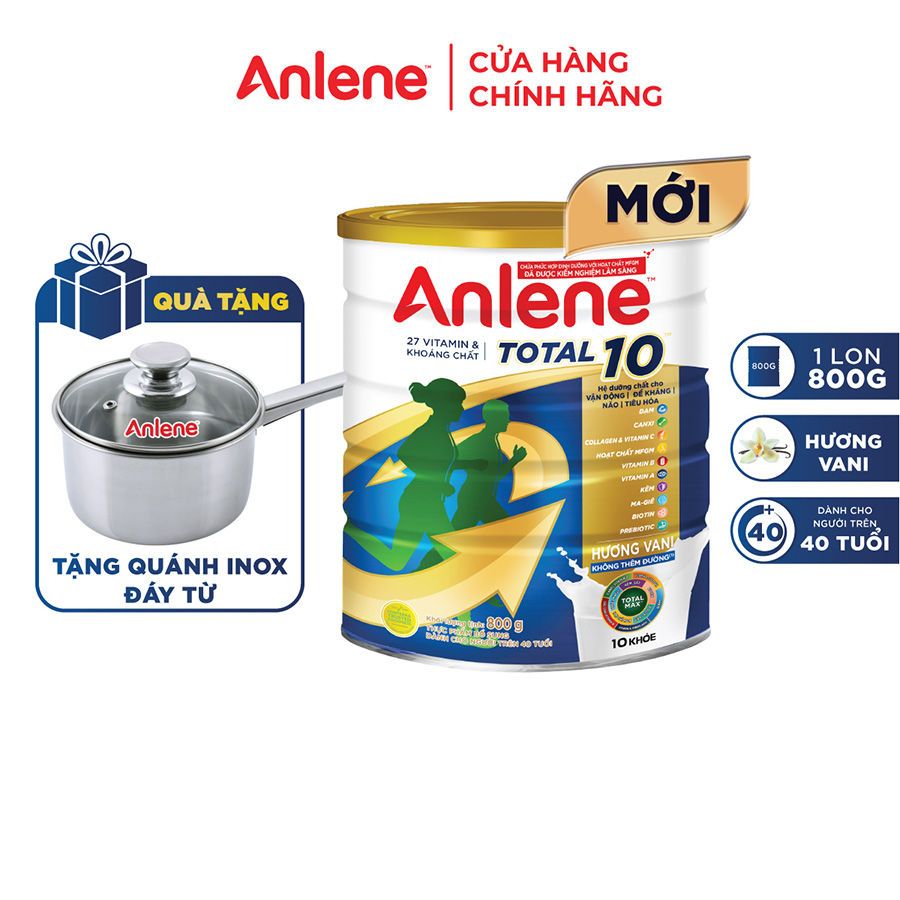 [MỚI] Sữa bột bổ sung dinh dưỡng Anlene Total 10 lon 800g tặng quánh inox