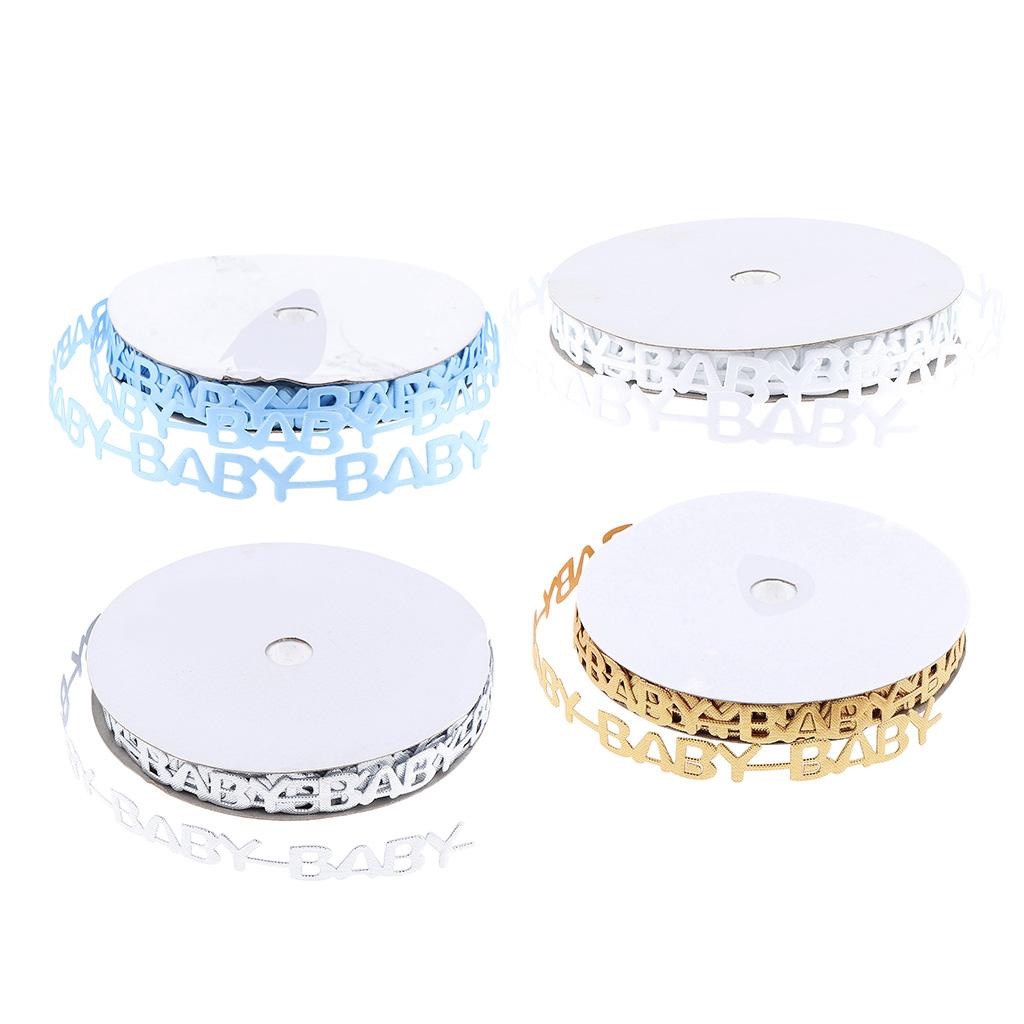 20 Yards BABY Letter Satin Ribbon for Kids Birthday Party Decoration White