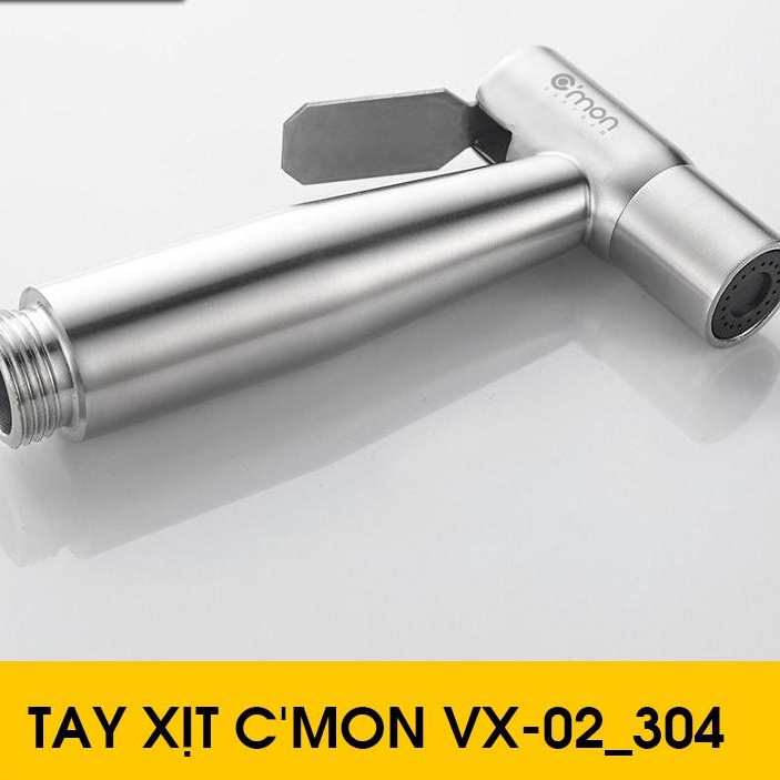 Bộ vòi xịt vệ sinh INOX 304 cao cấp C'mon VX-02-I + van khóa T C'mon VK-02-T