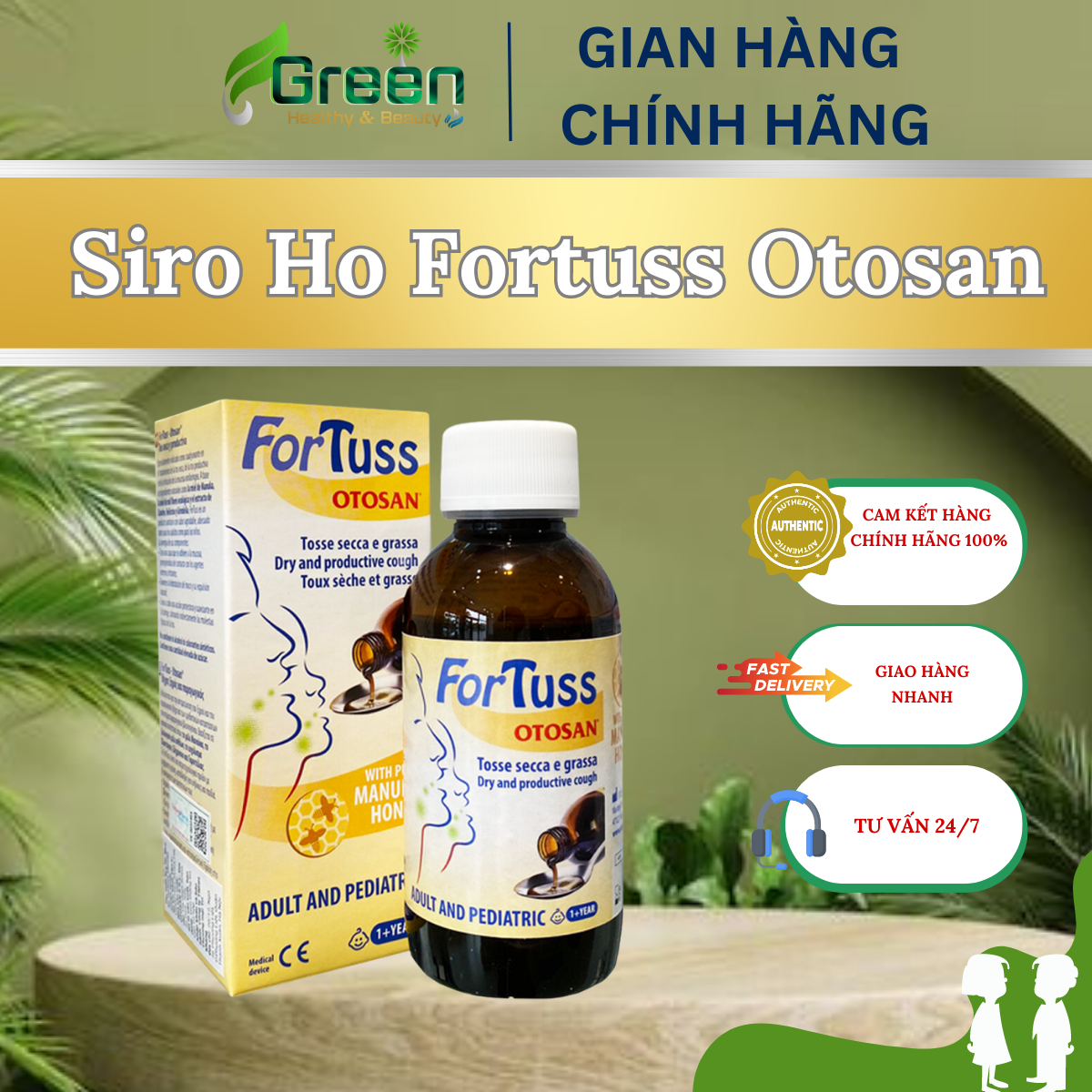 Siro ho  Fortuss Otosan Cough Syrup làm dịu cơn ho, bảo vệ niêm mạc (180g)