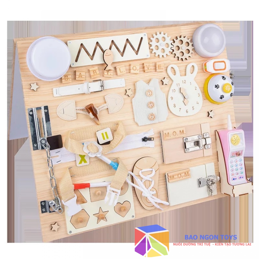 BẢNG BẬN RỘN MONTESSORI 2 IN 1 RÈN LUYỆN ĐA KỸ NĂNG, BUSY BOARD PHÁT TRIỂN VẬN ĐỘNG TINH CHO TRẺ SƠ SINH - DG70B